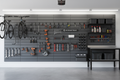 Garage slatwall panel system with hooks and accessories